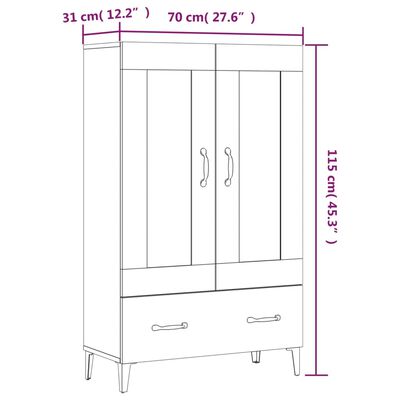 vidaXL Aparador madera contrachapada color roble Sonoma 70x31x115 cm