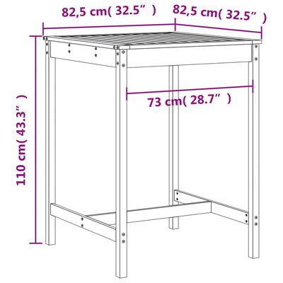 vidaXL Set de mesa y taburetes altos jardín 3 piezas madera pino gris