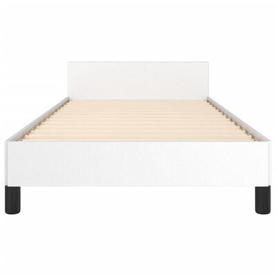 vidaXL Estructura de cama cabecero cuero sintético blanco 100x200 cm