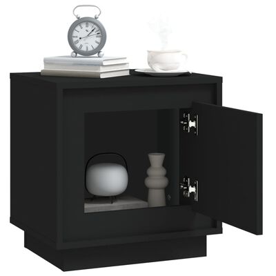 vidaXL Mesita de noche madera contrachapada negro 44x35x45 cm