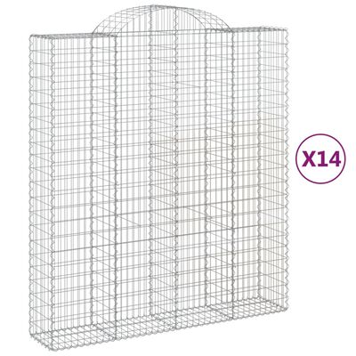 vidaXL Cestas de gaviones 14 uds forma de arco hierro 200x50x220/240cm