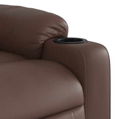 vidaXL Sillón reclinable elevable eléctrico de cuero sintético marrón