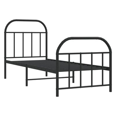 vidaXL Estructura de cama con cabecero y estribo metal negro 75x190 cm