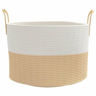 vidaXL Cesta de almacenaje algodón beige y blanco Ø51x33 cm