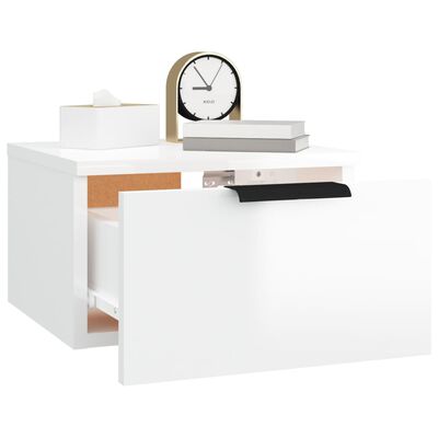 vidaXL Mesitas de noche de pared 2 uds blanco brillo 34x30x20 cm