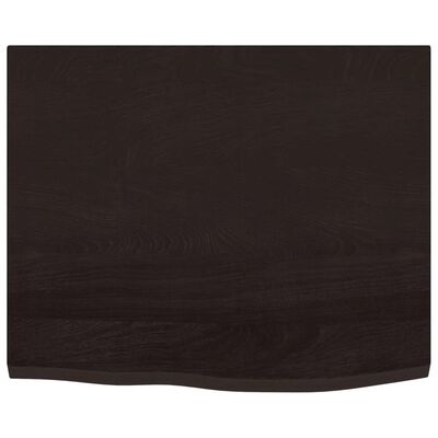 vidaXL Encimera baño madera maciza tratada marrón oscuro 60x50x(2-6)cm