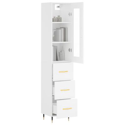 vidaXL Aparador alto madera contrachapada blanco 34,5x34x180 cm