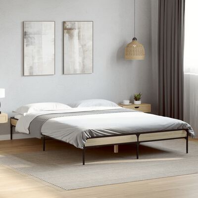 vidaXL Estructura cama madera ingeniería metal roble Sonoma 150x200 cm