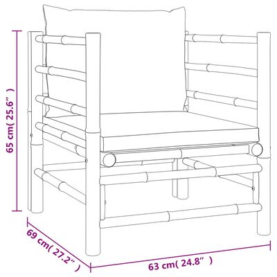 vidaXL Set de muebles de jardín 5 piezas bambú y cojines gris claro