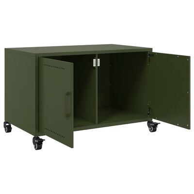 vidaXL Mueble de TV de acero verde oliva 68x39x43,5 cm