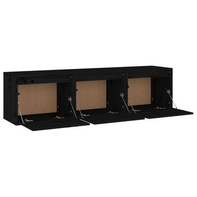 vidaXL Muebles para TV 3 piezas madera maciza de pino negro