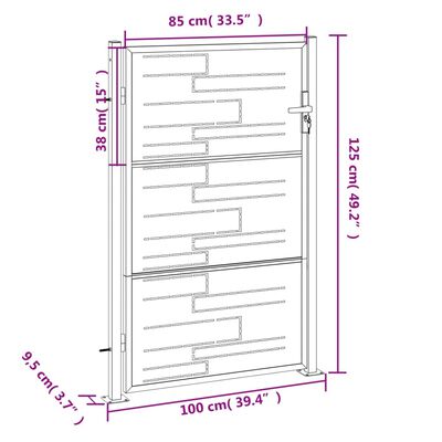 vidaXL Puerta de jardín de acero inoxidable 100x125 cm