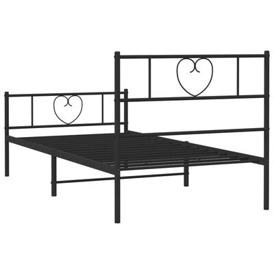 vidaXL Estructura cama sin colchón con estribo metal negro 100x190 cm