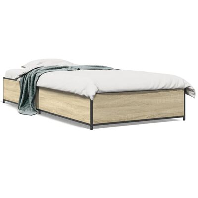 vidaXL Estructura cama madera ingeniería metal roble Sonoma 75x190 cm