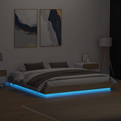 vidaXL Estructura de cama con luces LED roble Sonoma 180x200 cm