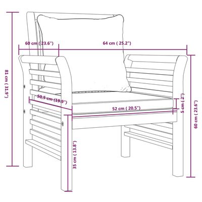 vidaXL Sillones con cojines gris oscuro 2 uds madera maciza de acacia