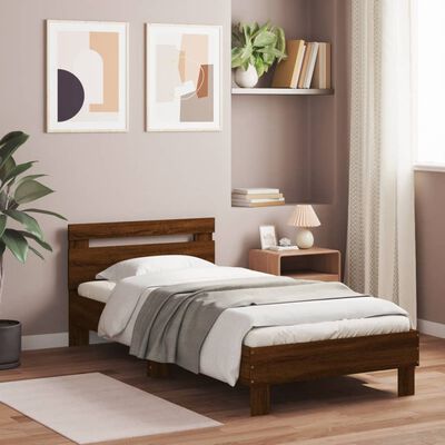 vidaXL Estructura cama con cabecero sin colchón marrón roble 75x190 cm