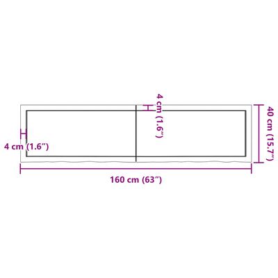 vidaXL Estante pared madera roble tratada marrón oscuro 160x40x(2-4)cm