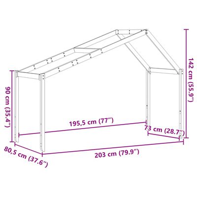 vidaXL Techo de cama infantil madera maciza pino 203x80,5x142 cm