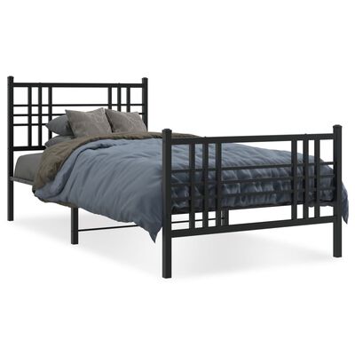 vidaXL Estructura cama sin colchón con estribo metal negro 100x190 cm