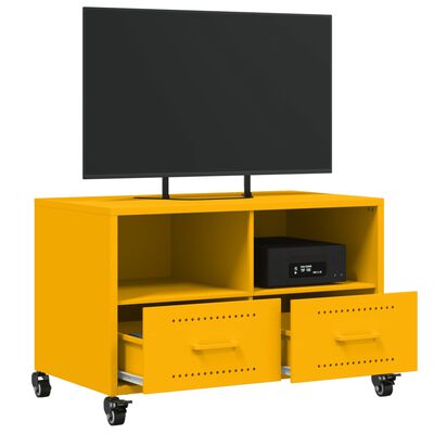 vidaXL Mueble de TV acero amarillo mostaza 68x39x43,5 cm