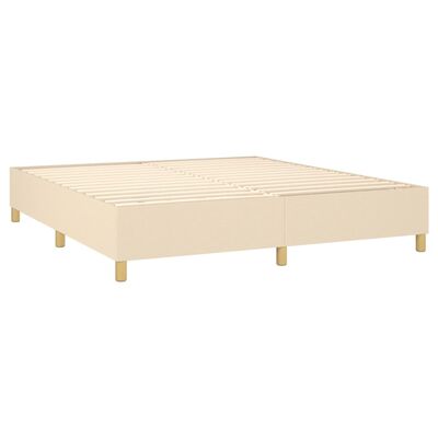 vidaXL Cama box spring con colchón tela color crema 180x200 cm