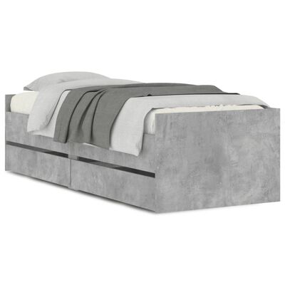 vidaXL Estructura de cama con cajones gris hormigón 75x190 cm