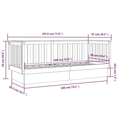 vidaXL Sofá cama sin colchón madera maciza de pino blanco 90x190 cm