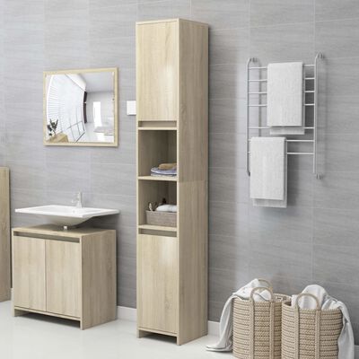 vidaXL Juego de muebles de baño 4 pzas madera ingeniería roble Sonoma