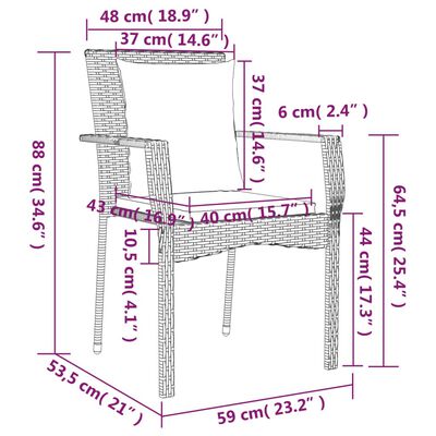 vidaXL Set comedor jardín 9 pzas y cojines ratán sintético gris