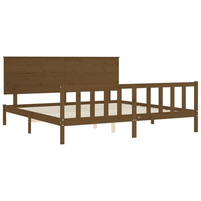 vidaXL Estructura cama y cabecero madera maciza marrón miel 200x200 cm