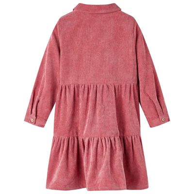 Vestido infantil de manga larga de pana rosa palo 140