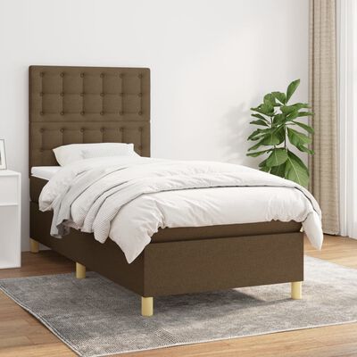 vidaXL Cama box spring con colchón tela marrón oscuro 80x200 cm