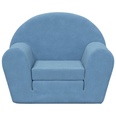 vidaXL Sofá cama infantil felpa suave azul