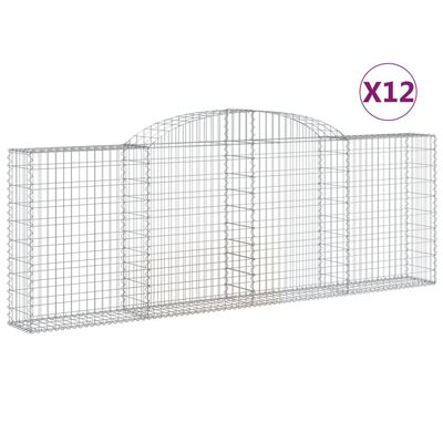 vidaXL Cestas de gaviones 12 uds forma arco hierro 300x30x100/120 cm