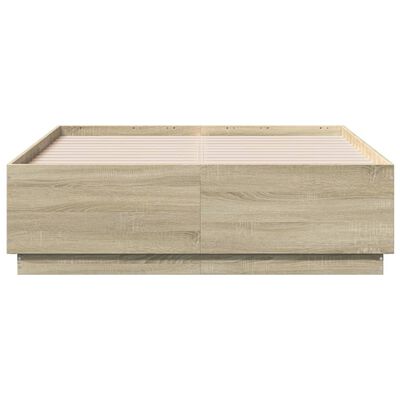 vidaXL Estructura cama con luces LED madera roble Sonoma 120x190 cm