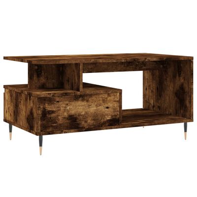 vidaXL Mesa de centro madera contrachapada roble ahumado 90x49x45 cm