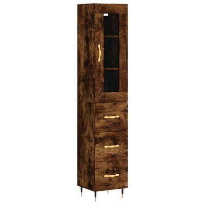 vidaXL Aparador de madera contrachapada roble ahumado 34,5x34x180 cm