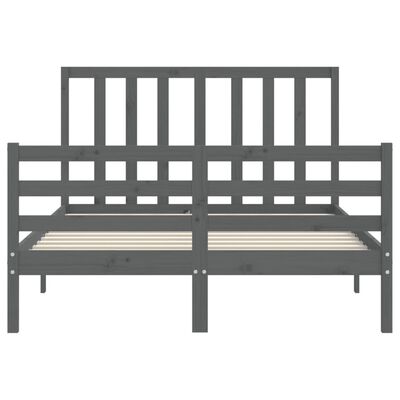 vidaXL Estructura cama de matrimonio con cabecero madera maciza gris