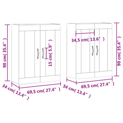 vidaXL Armarios de pared 2 uds madera de ingeniería gris hormigón