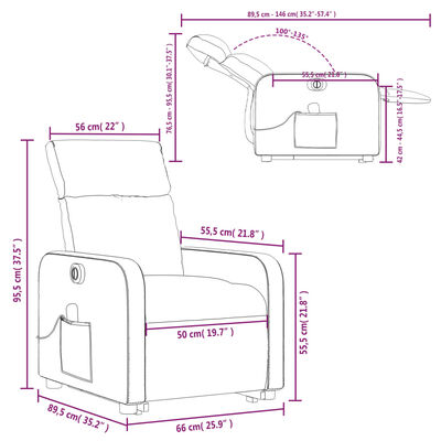 vidaXL Sillón de masaje elevable eléctrico cuero sintético crema