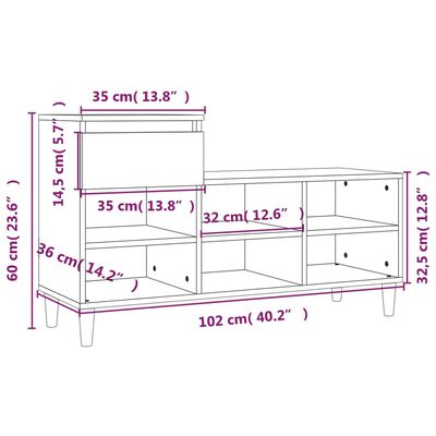 vidaXL Mueble zapatero madera contrachapada roble Sonoma 102x36x60 cm