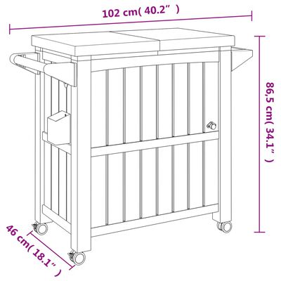 vidaXL Carrito de servicio 3 en 1 polipropileno negro