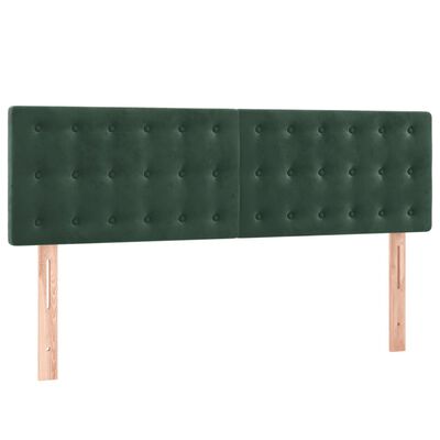 vidaXL Cama box spring colchón y LED terciopelo verde oscuro 140x190cm