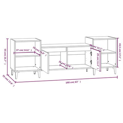 vidaXL Mueble para TV madera contrachapada blanco brillo 160x35x55 cm