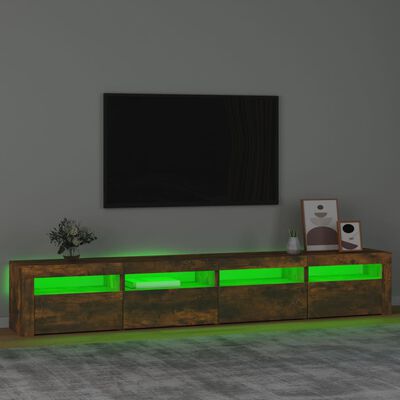 vidaXL Mueble de TV con luces LED color roble ahumado 240x35x40 cm