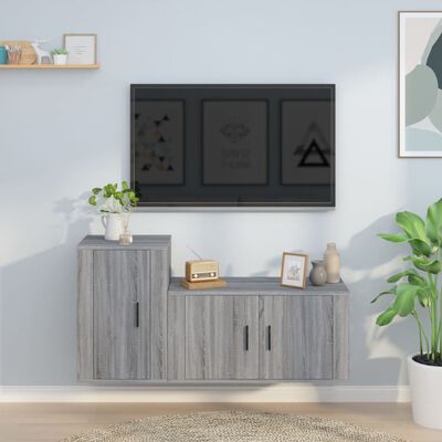 vidaXL Set de muebles para TV 2 pzas madera contrachapada gris Sonoma