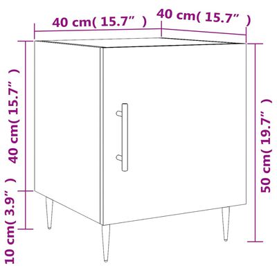 vidaXL Mesita de noche madera de ingeniería marrón roble 40x40x50 cm