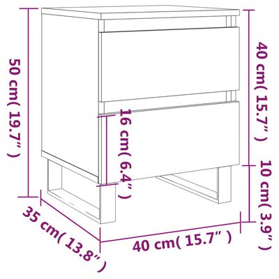 vidaXL Mesita de noche madera de ingeniería roble ahumado 40x35x50 cm