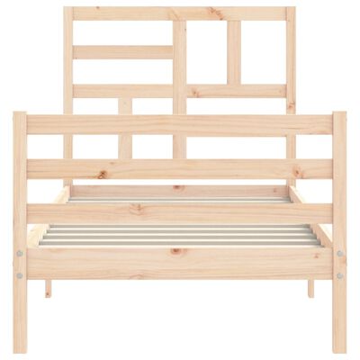 vidaXL Estructura de cama con cabecero madera maciza 90x200 cm